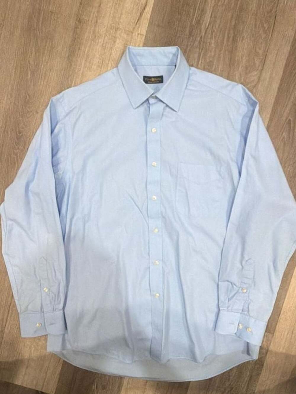 Club Room Dress Shirt Size 16.5 34/35 Blue Regular Fit Cotton Long Sleeve